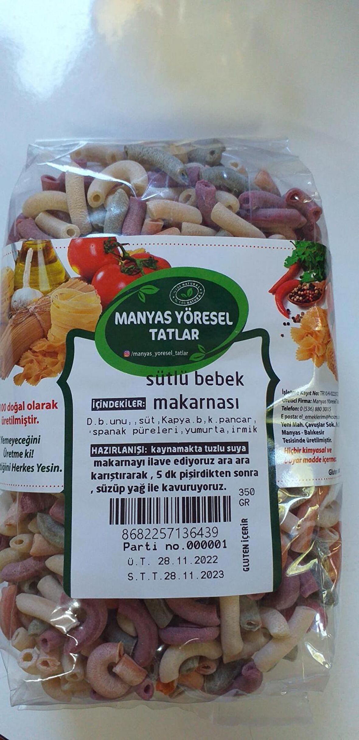 Manyas Sütlü Bebek Makarnası 350Gr