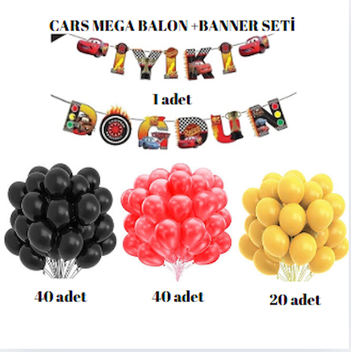 ARABALAR TEMALI MEGA BALON +BANNER SETİ
