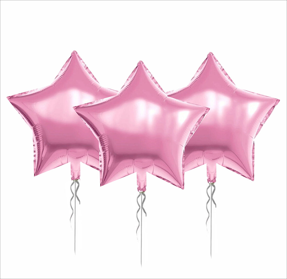 3 ADET YILDIZ FOLYO BALON  PEMBE 18 INC