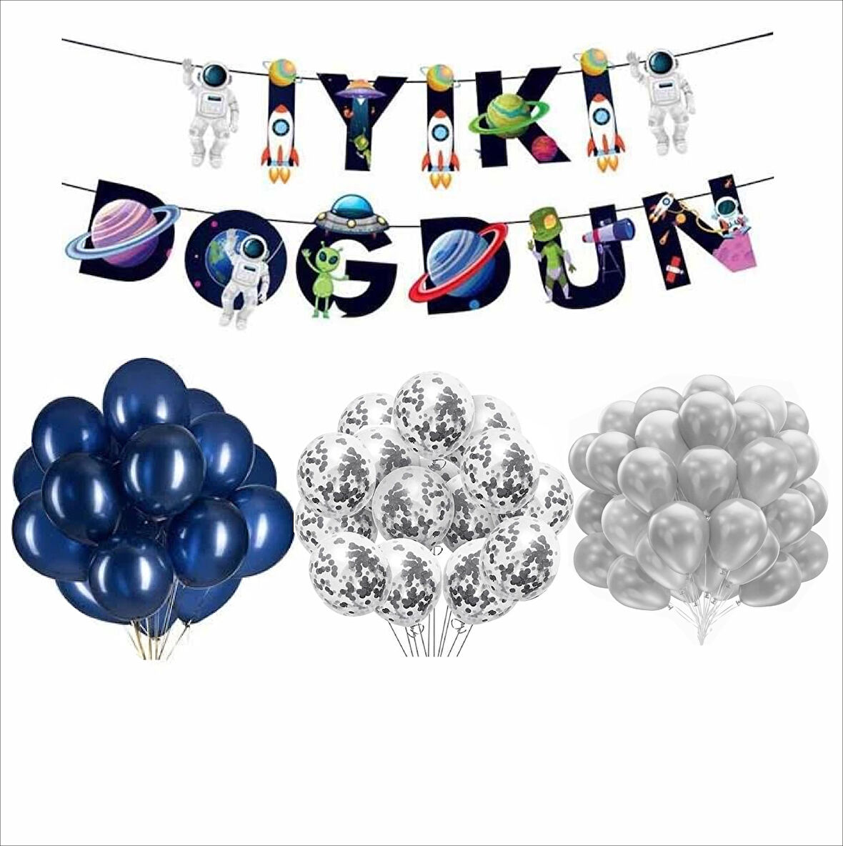 Uzay Temalı Balon+Banner Seti