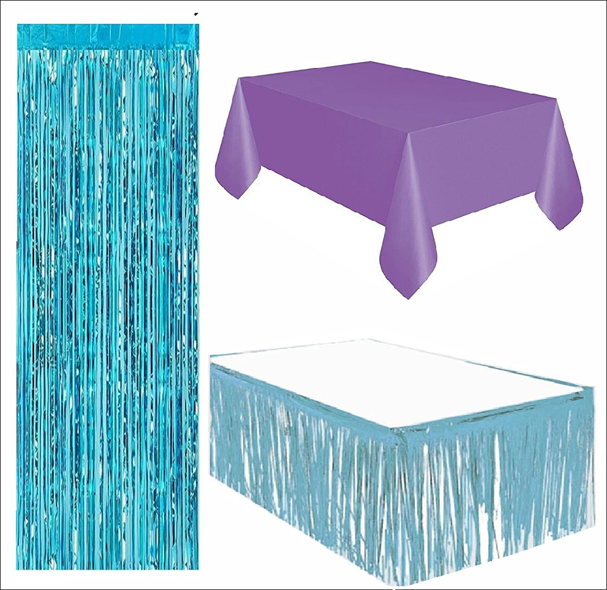 Mor Masa Örtüsü, Mavi Masa Eteği, Mavi Arka Fon 