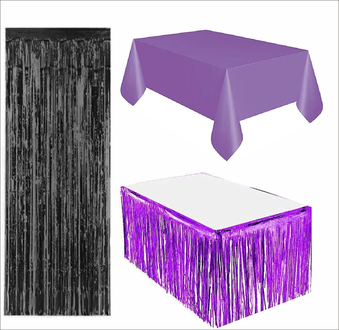 Mor Masa Örtüsü, Mor Masa Eteği, Siyah Arka Fon 