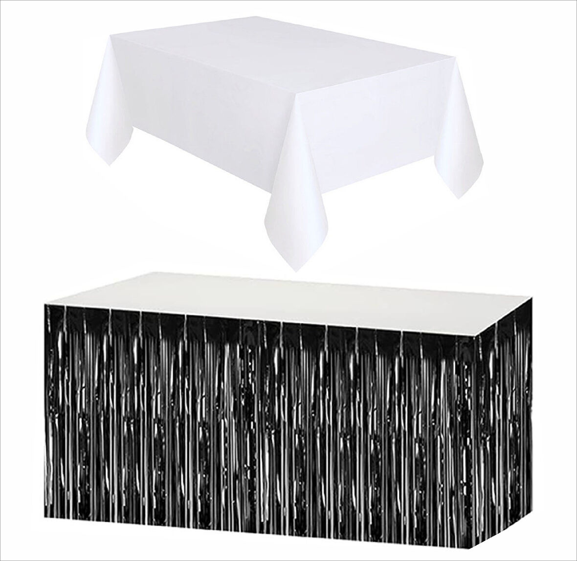 Taraftar Beyaz Masa Örtüsü, Siyah Masa Eteği