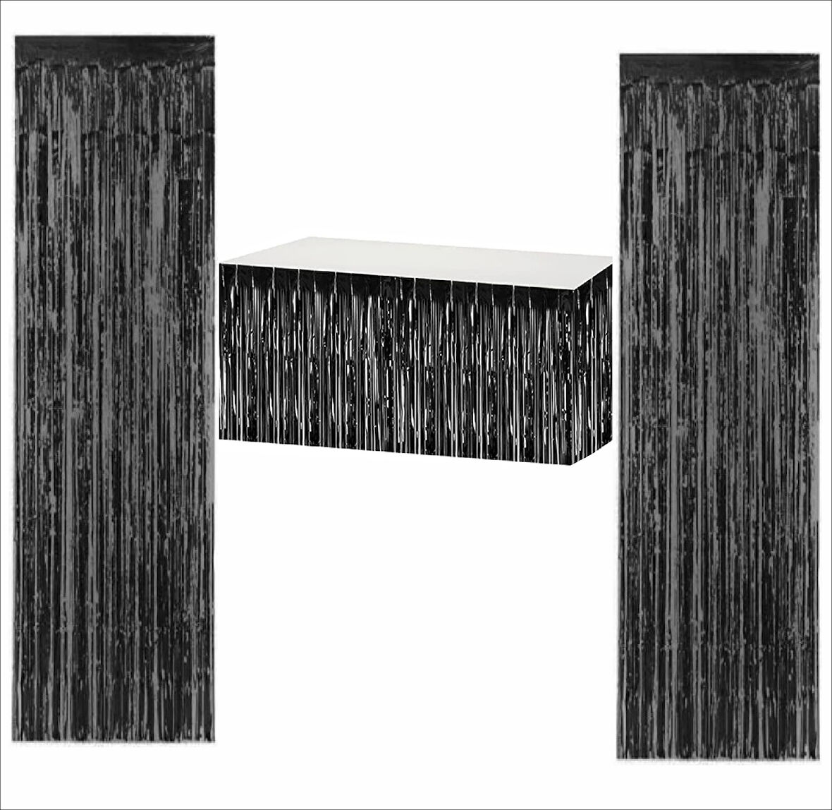 Siyah Masa Eteği, 2 Adet Siyah Arka Fon