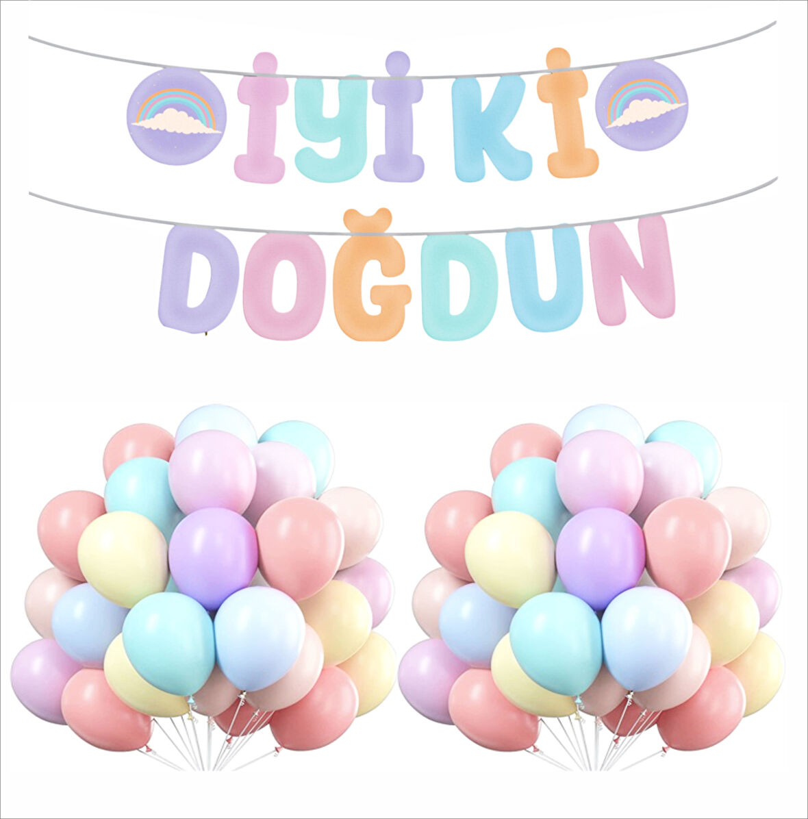 MAKARON BALON (5INC VE 12 INC) +BANNER SETİ