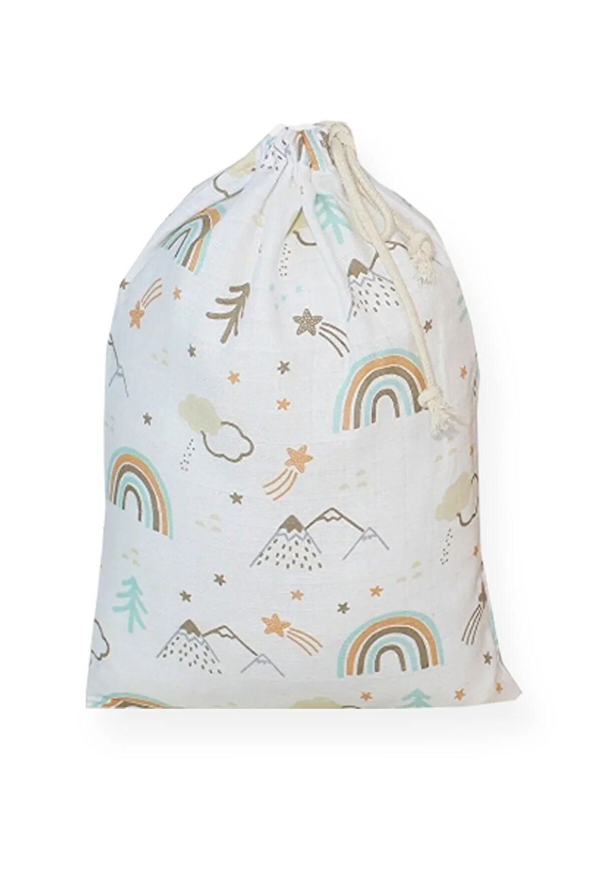 Dağ Desenli Müslin Kirli Kıyafet Kesesi 30x40 cm