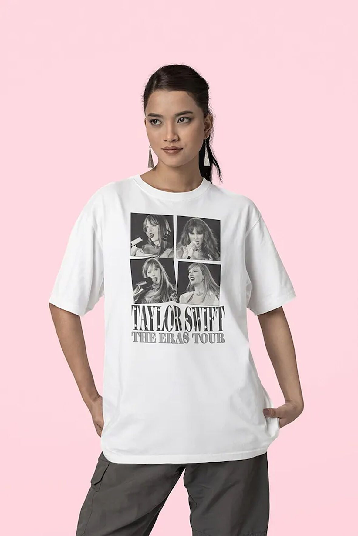 The Eras Tour Yazılı Unisex Tişört, Oversize Taylor Swift Tişört
