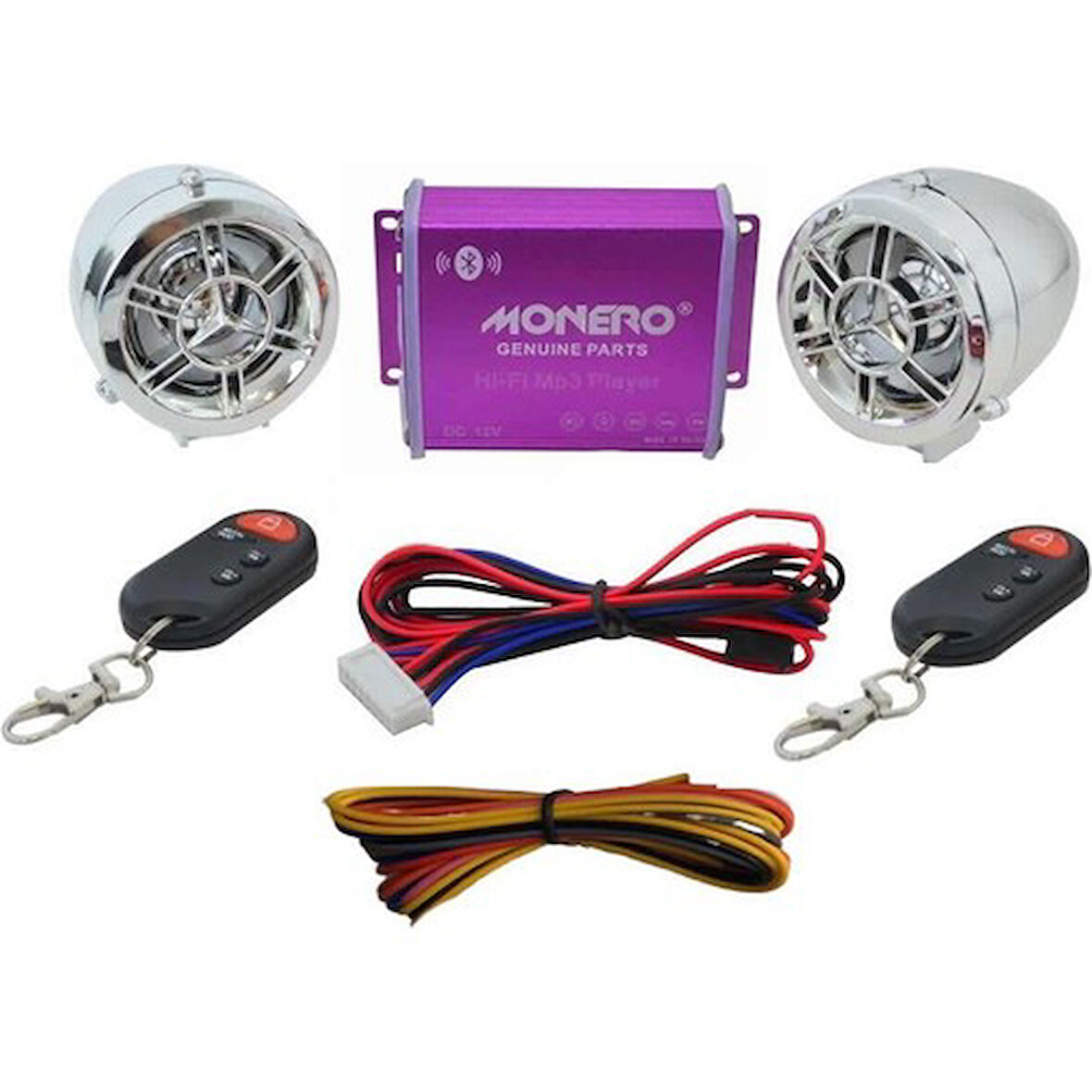 Monero Motosiklet Müzik Sistemi Bluetooth Mp3 Çalar Alarm Radyo Nikel