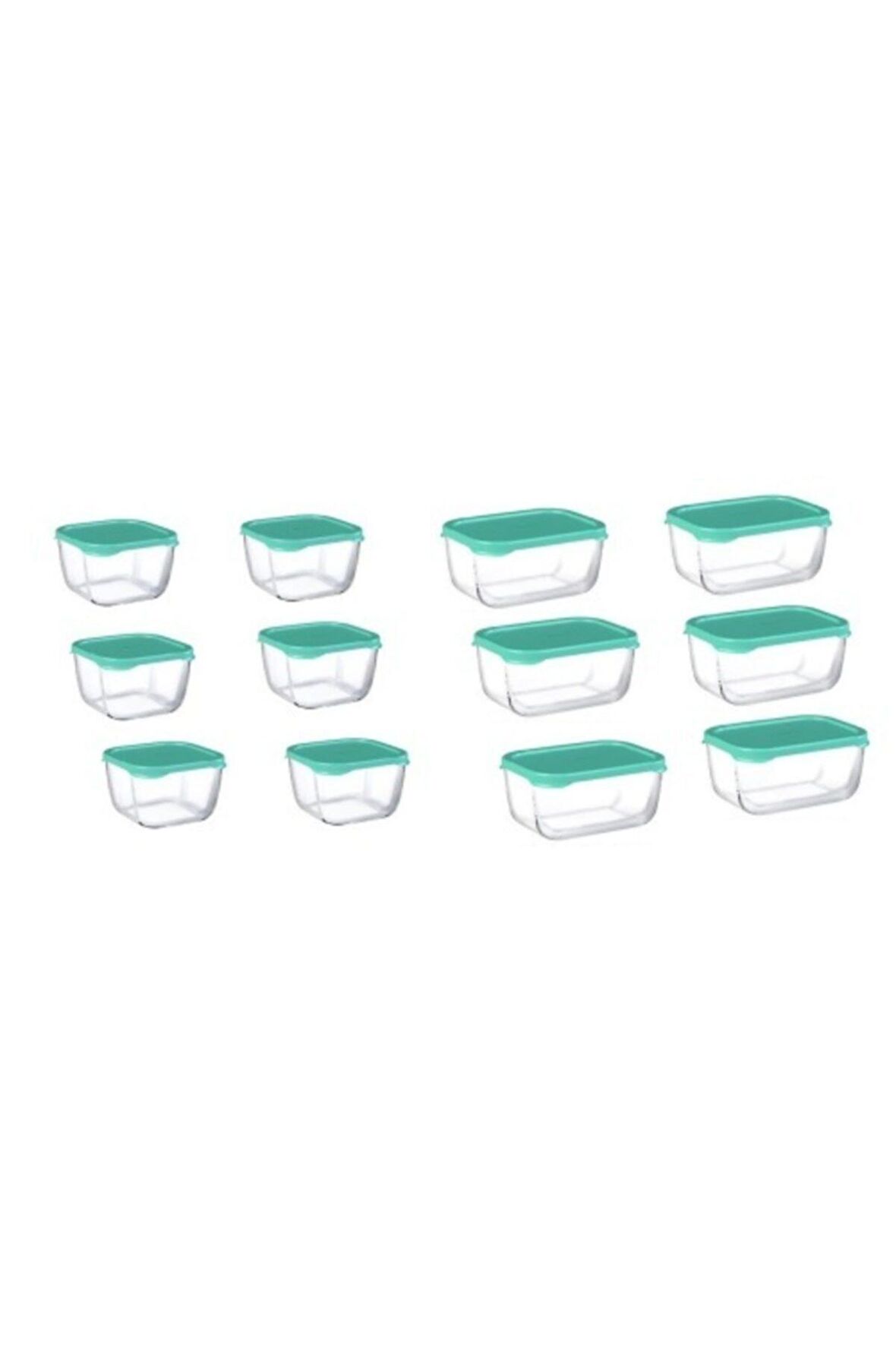 Paşabahçe 12 parça kapaklı cam saklama kabı yeşil 2 boy