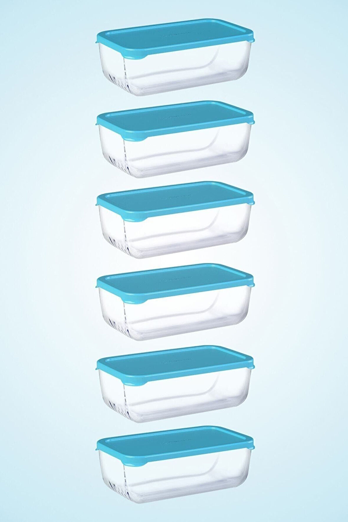 53743 6'lı Snowbox Saklama Kabı Takımı 1200cc Mavi Kapaklı