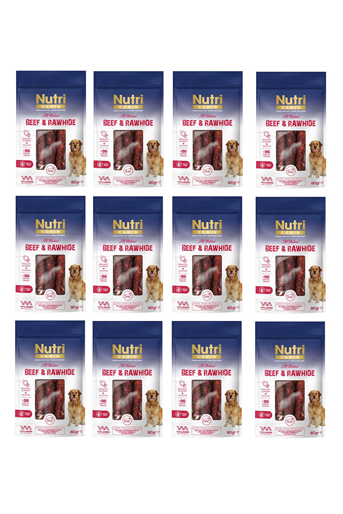 Nutri Canin Rawhide Sığır Etli Köpek Ödülü 80 Gr. X 12 Adet