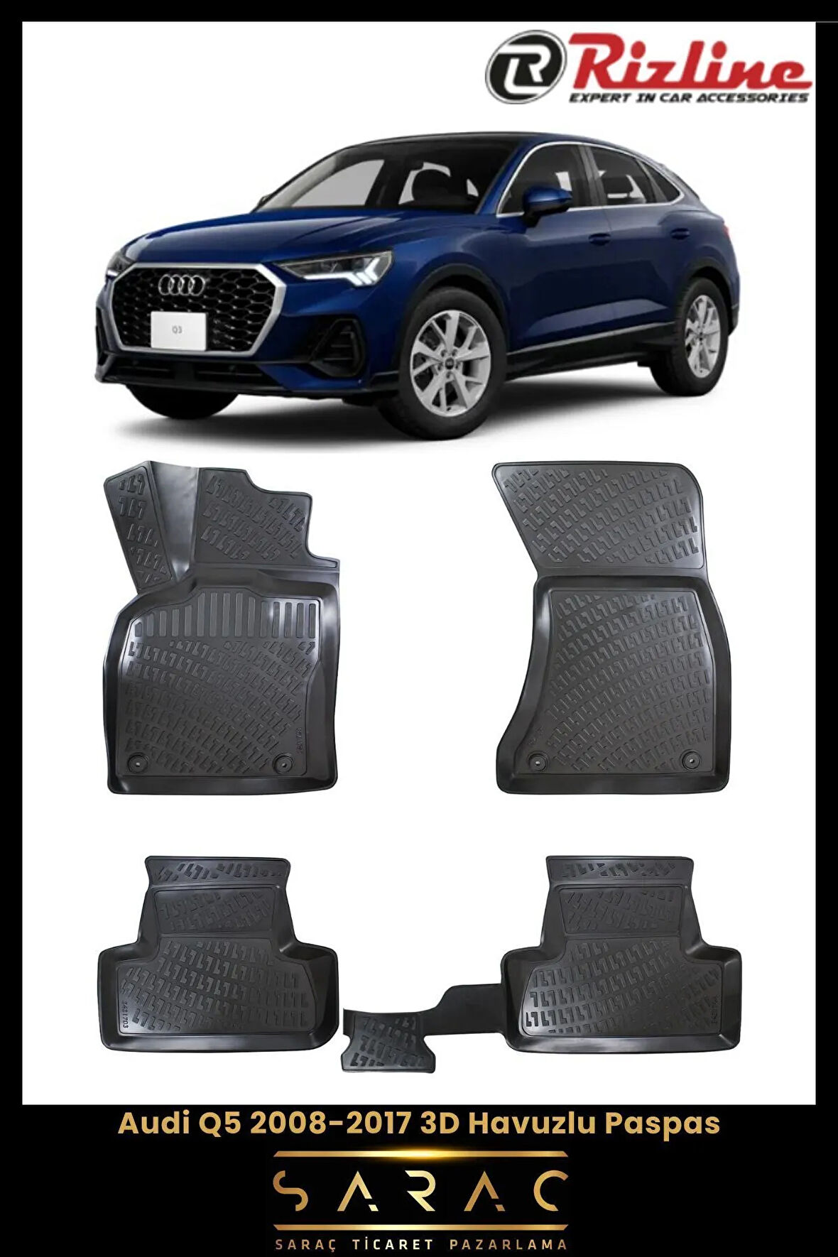 Rizline Audi Q5 2010 Model 3D Havuzlu Paspas