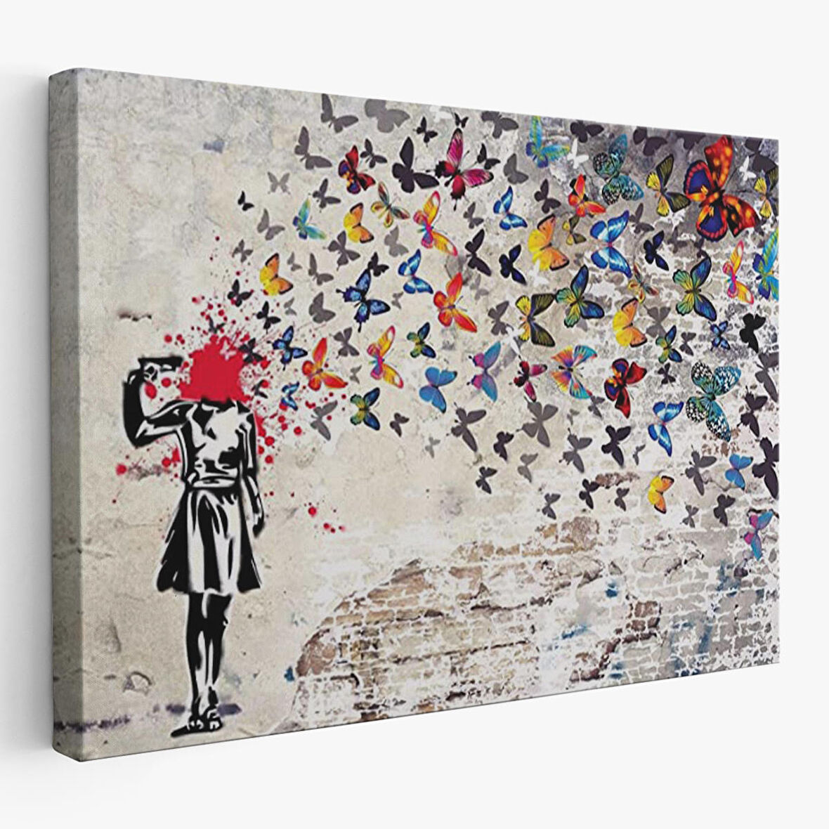 Banksy Kelebek Kanvas Tablo, Kelebek Kız İntihar Tablosu-5389