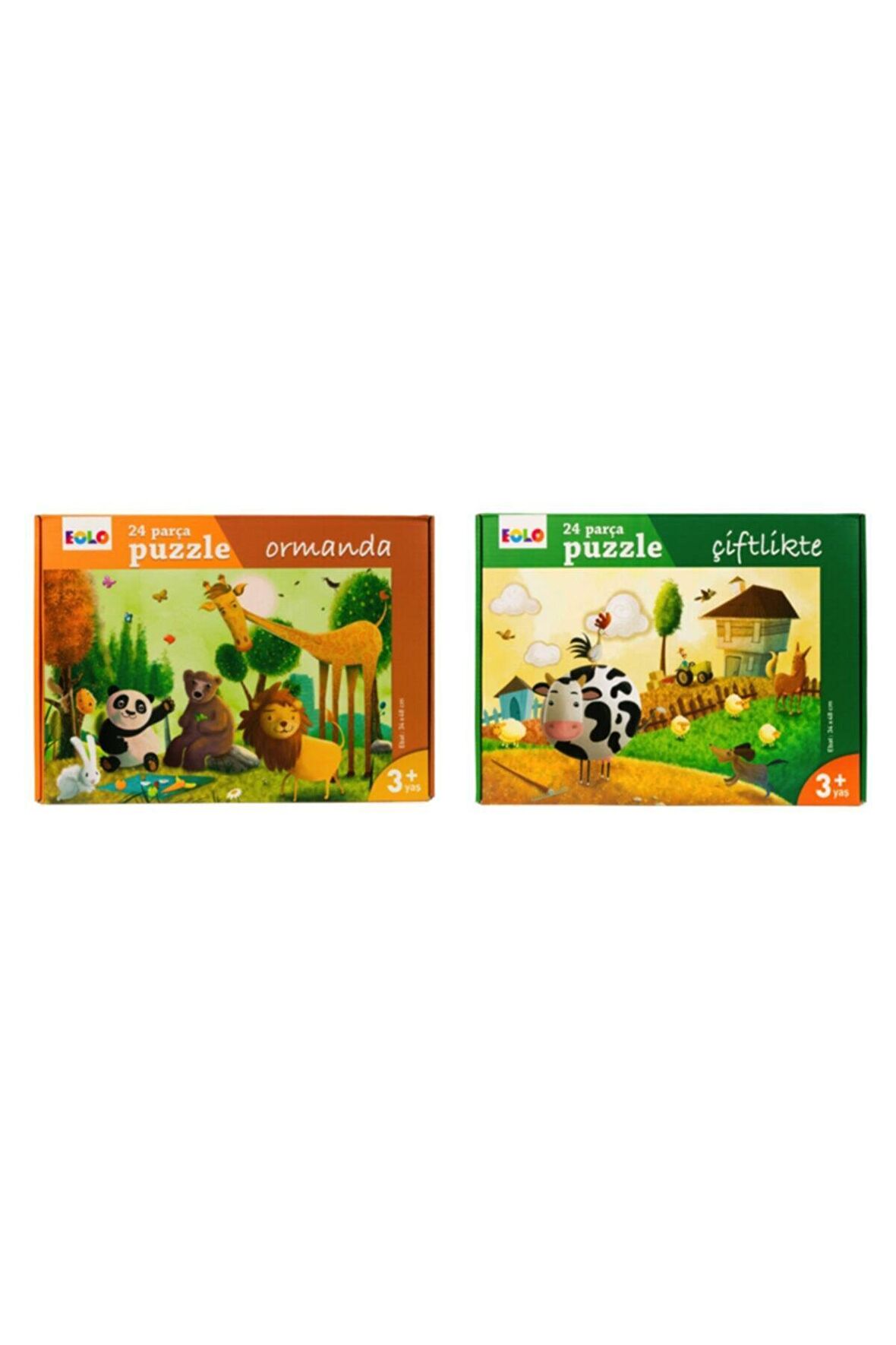 Yer Puzzle 24 Parça 2 Li Set - Ormanda Ve Çiftlikte