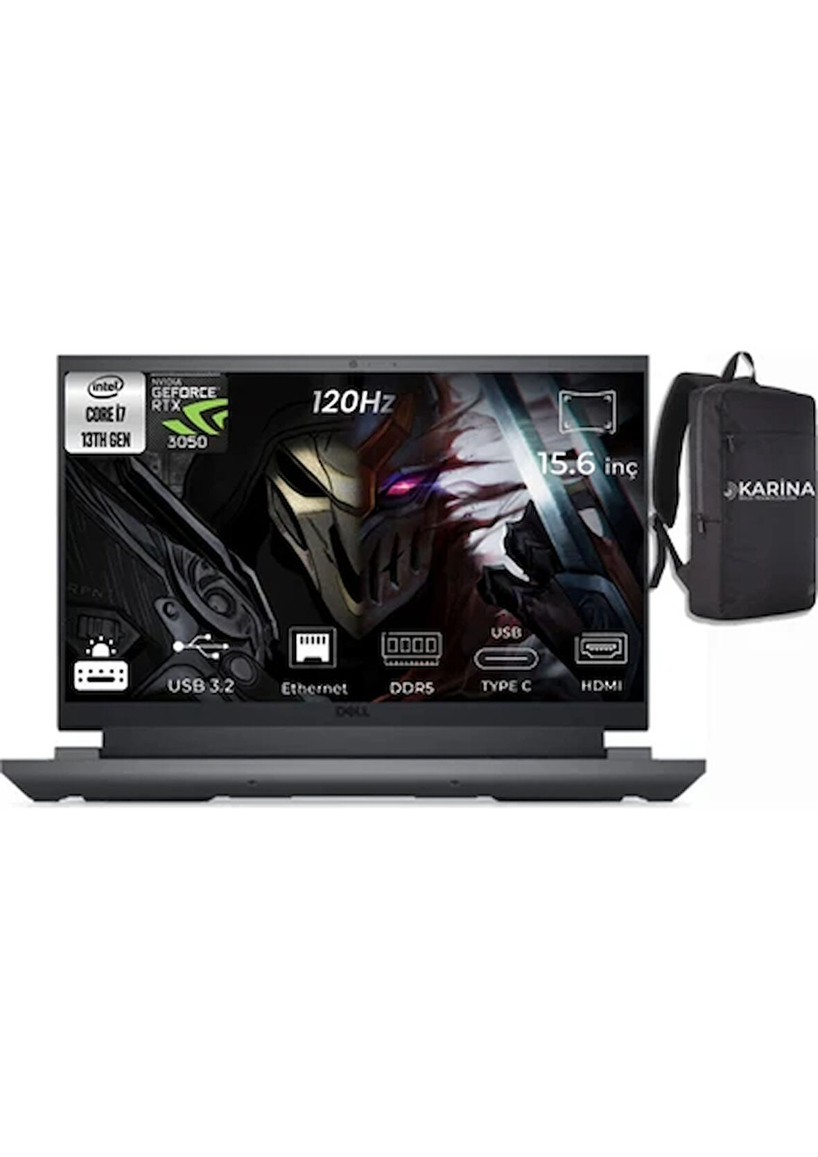 Dell G15-5530-03 Intel Core i7-13650HX 64GB 512GB SSD RTX3050 6GB 15.6" FHD 120Hz Freedos Gaming Laptop