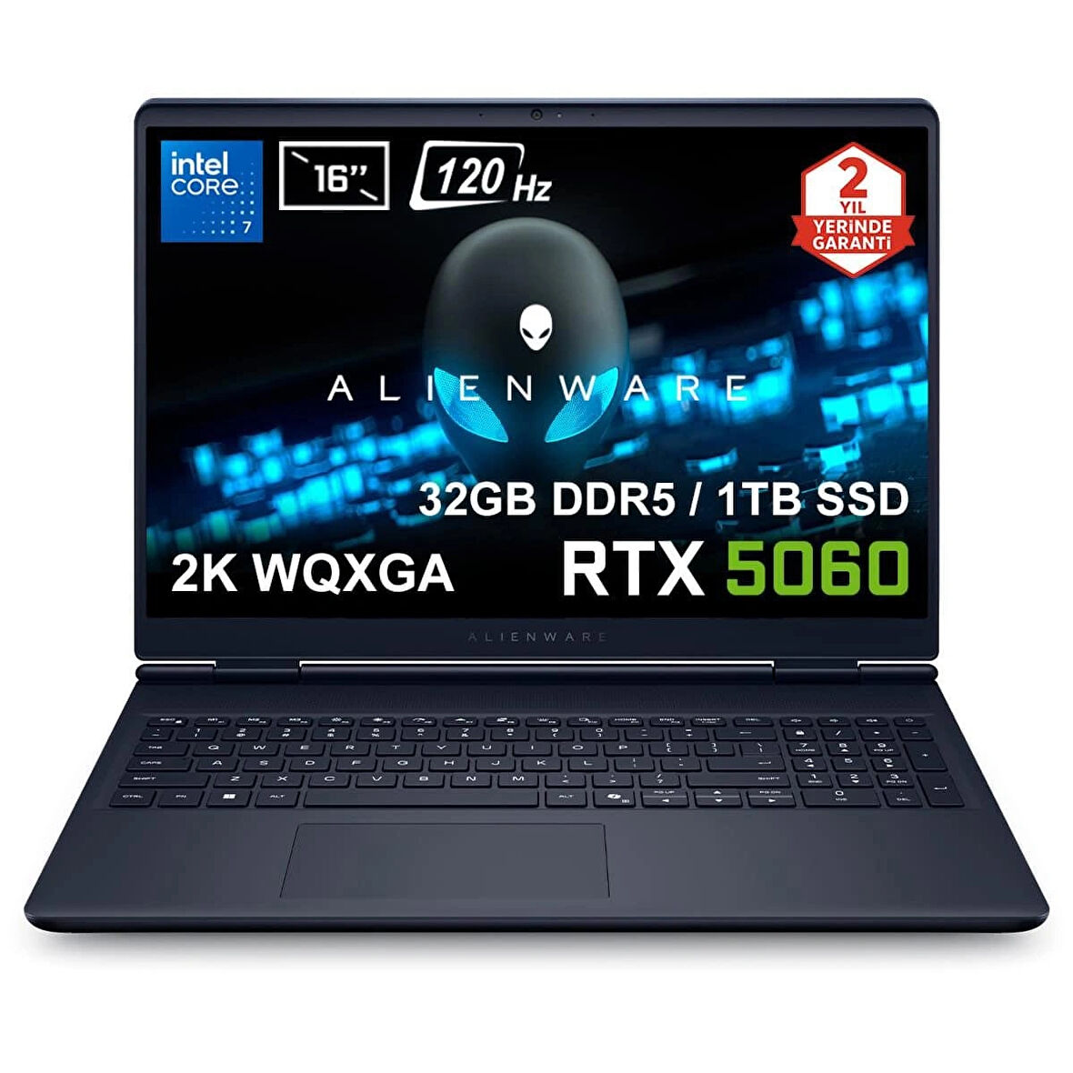 Dell Alienware 16 Aurora Intel Core 7-240H 32GB DDR5 1TB SSD RTX5060 8GB 16 inç 2K WQXGA 120Hz WVA Ubuntu Gaming Laptop (AC16250-C71615U56Nv2)