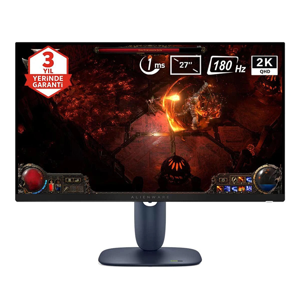 Dell Alienware AW2725DM 27 inç 180Hz 1ms 2K QHD Adaptive Sync Fast IPS Pivot Gaming Monitör – 3 Yıl Yerinde Servis Garantisi