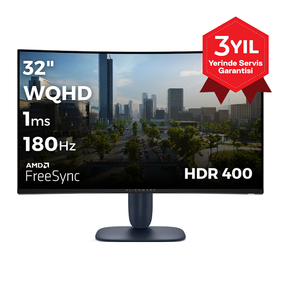 Dell Alienware AW3225DM 32 2560x1440 WQHD 180Hz 1ms HDMI DP HDR 400 FreeSync Curved Gaming Monitör