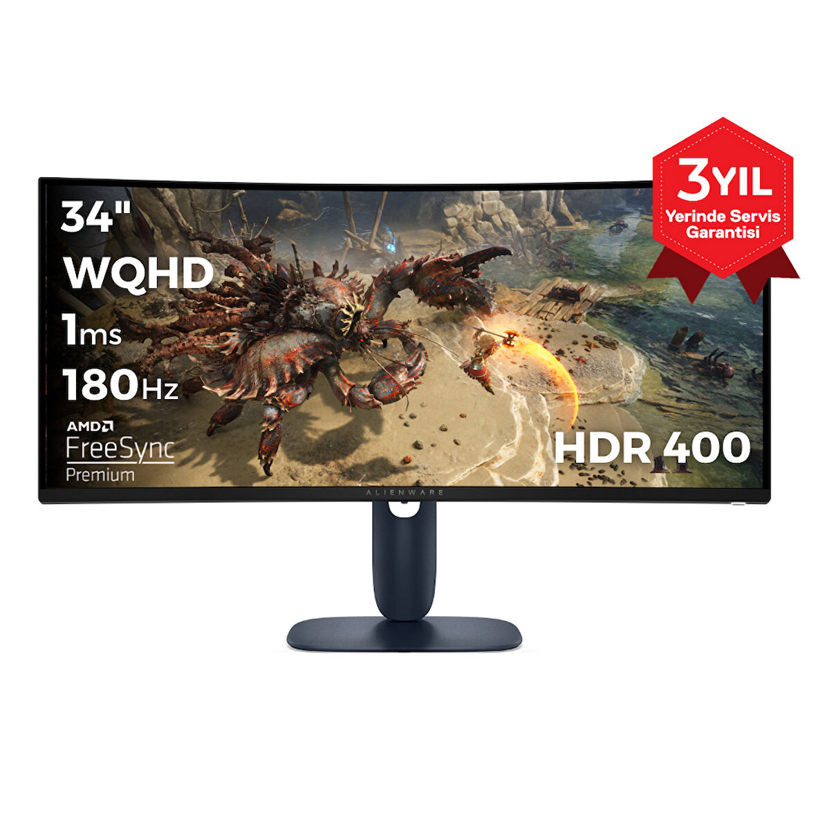 Dell Alienware AW3425DWM 34 3440x1440 WQHD 180Hz 1ms HDMI DP FreeSync Premium HDR 400 Curved Gaming Monitör