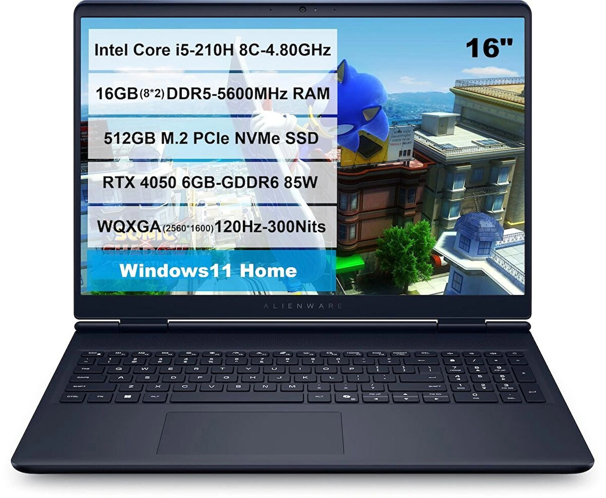 Dell Alienware 16 Aurora Intel Core i5-210H RTX4050-85W 16GB DDR5 RAM 512GB M.2 SSD 16" 2K WQXGA Windows 11 Home AC16250