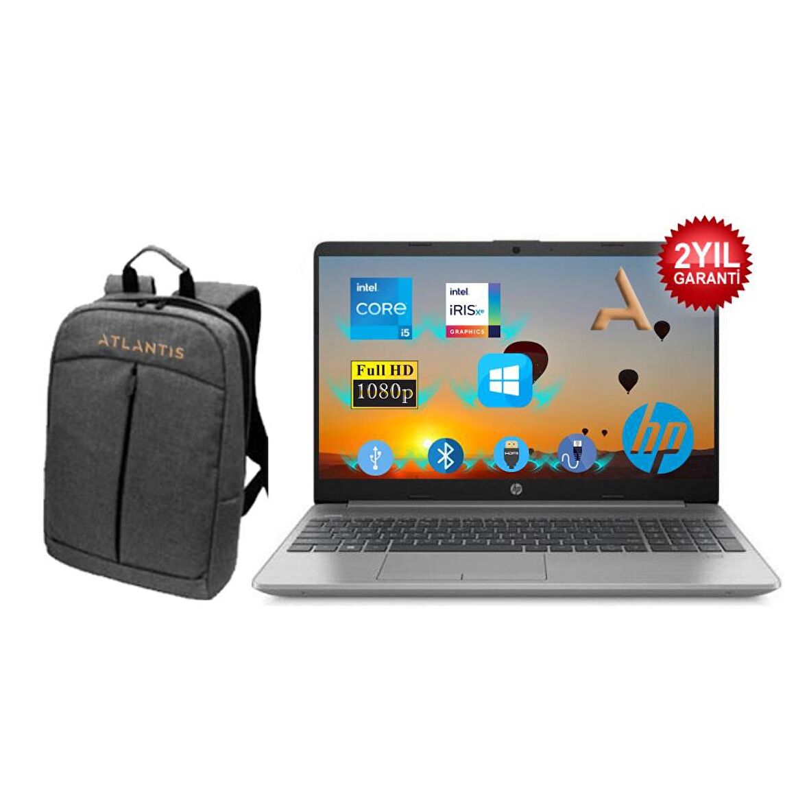 HP 250 G8 i5-1135G7 12GB 512GB SSD 853U8ES102 W11Pro 15.6" Full HD Taşınabilir Bilgisayar+Çanta