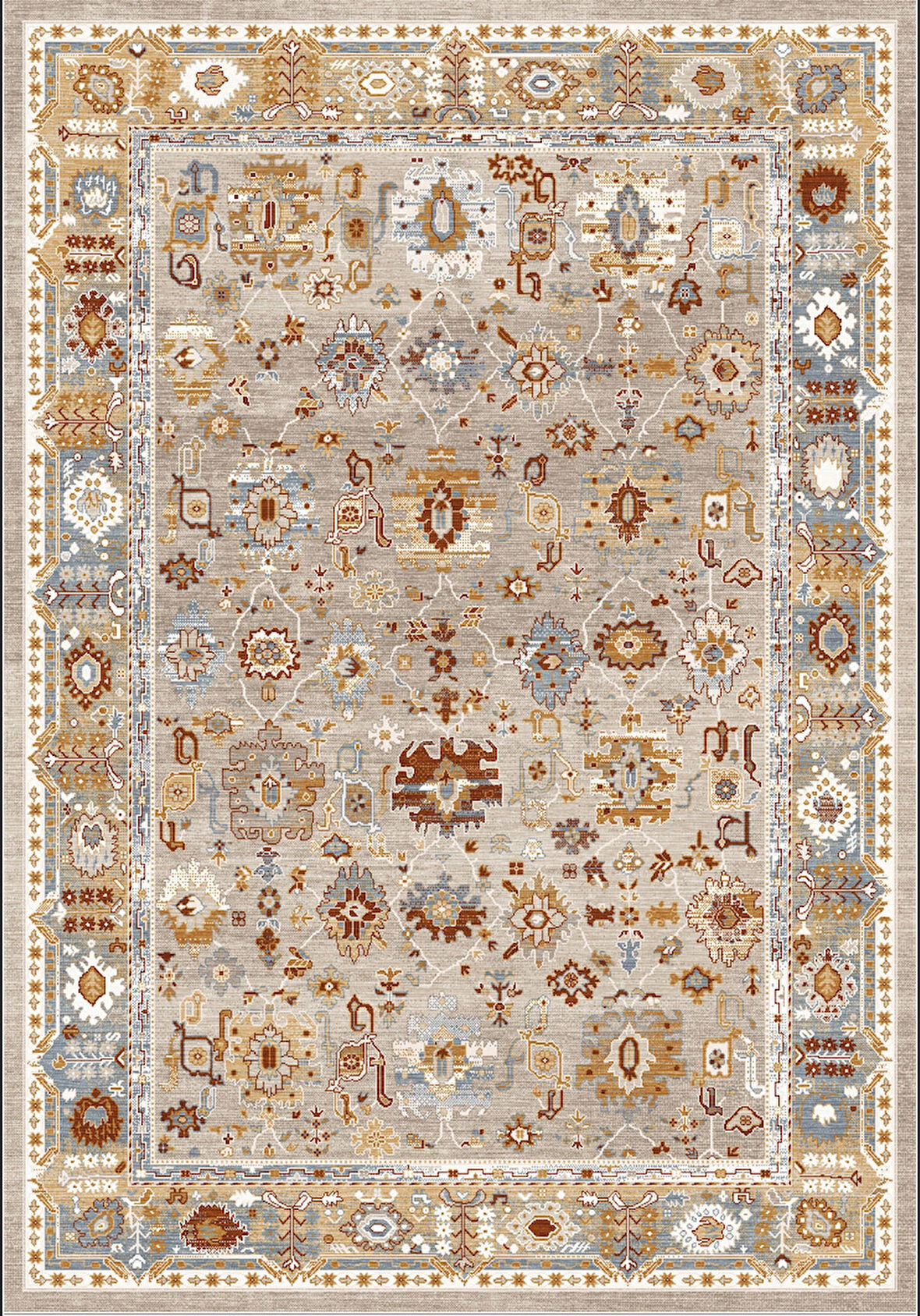 Pamuk Dokuma Taban Kaymaz Yıkanabilir Klasik Desenli  Salon Halısı Mutfak Halısı Koridor Halısı