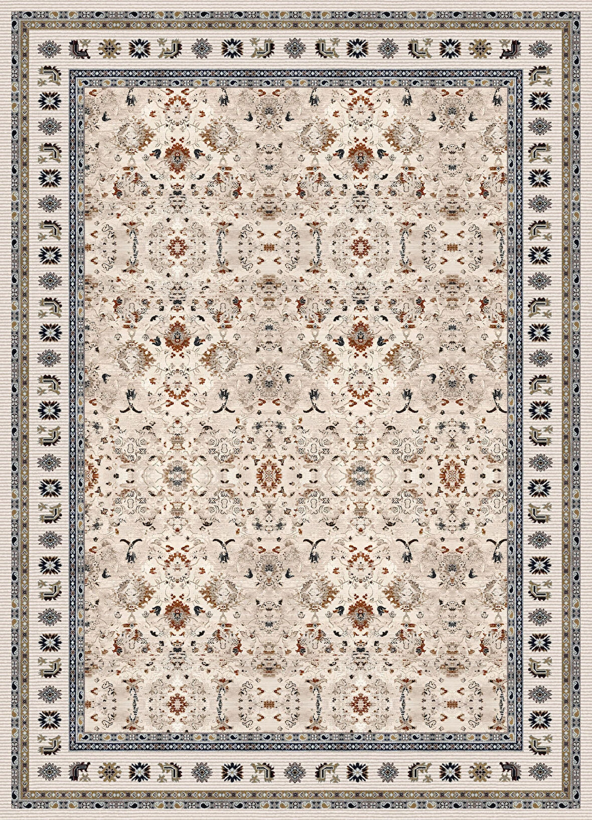 Pamuk Dokuma Taban Kaymaz Yıkanabilir Klasik Desenli  Salon Halısı Mutfak Halısı Koridor Halısı