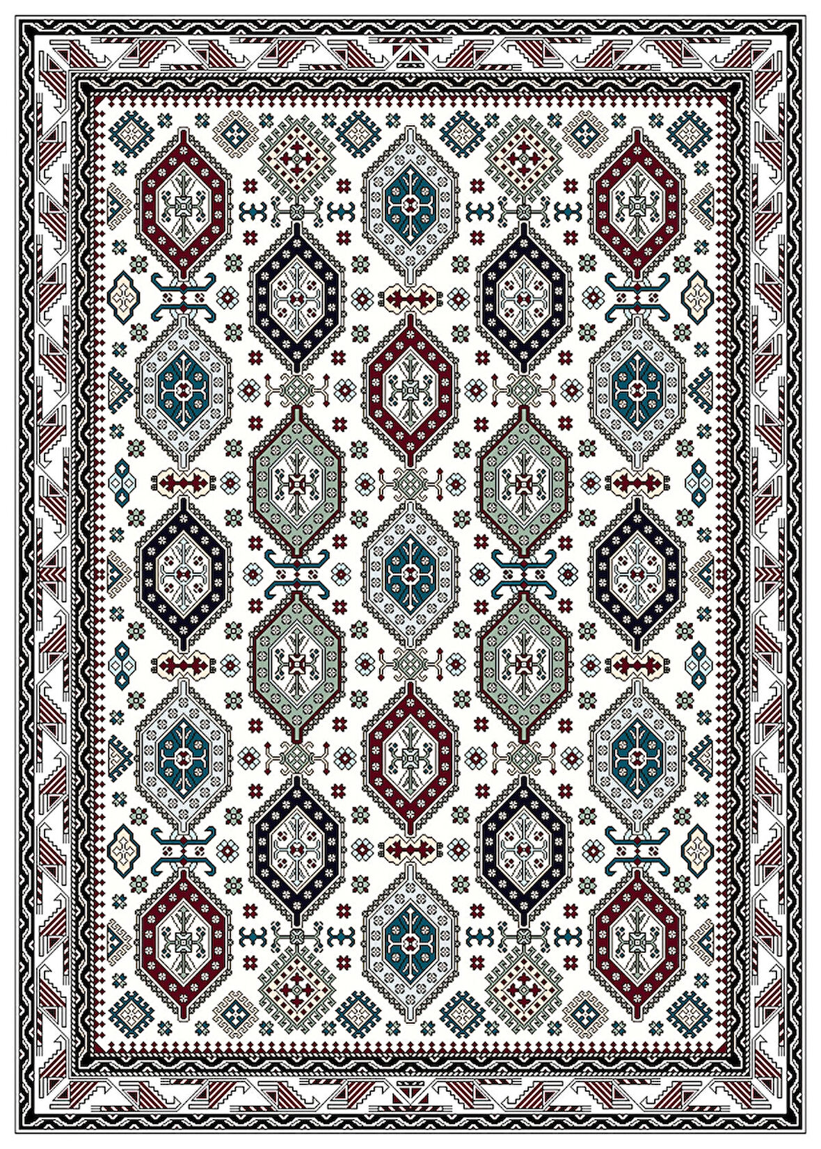 Pamuk Dokuma Taban Kaymaz Yıkanabilir Klasik Desenli  Salon Halısı Mutfak Halısı Koridor Halısı