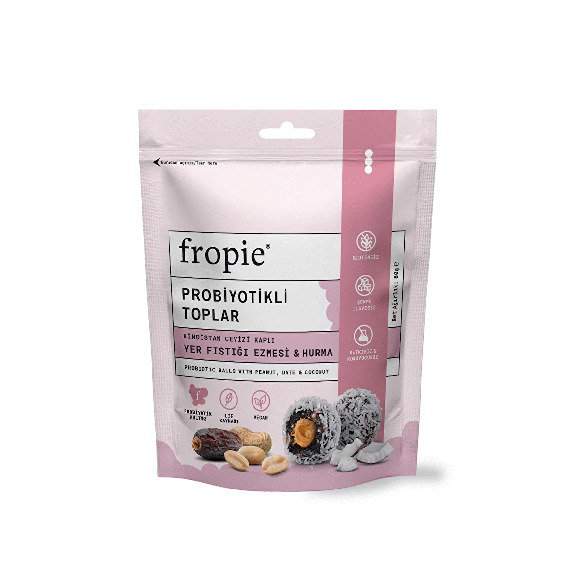 Fropie Yer Fıstığı Ezmeli Probiyotik Toplar 80 Gr