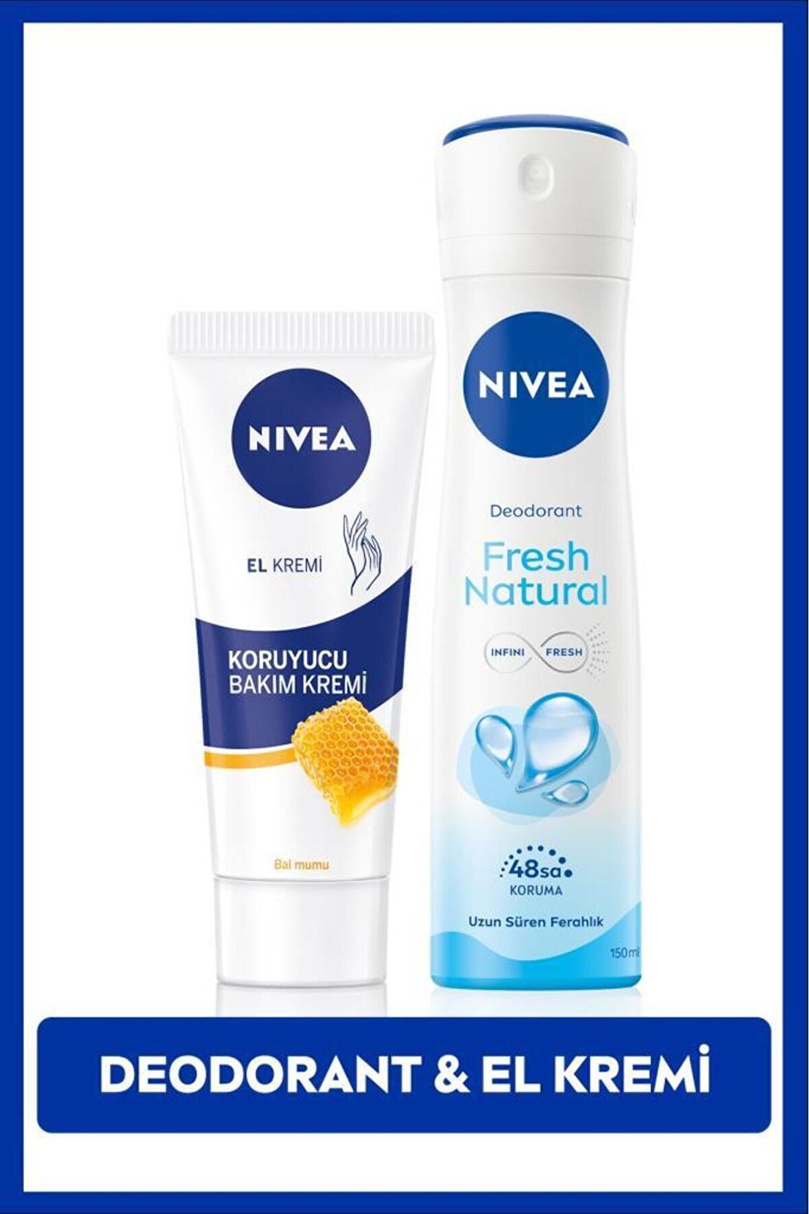 Nivea Kadın Sprey Deodorant Fresh Natural 150ml ve Nemlendirici Koruyucu El Bakım Kremi 75ml