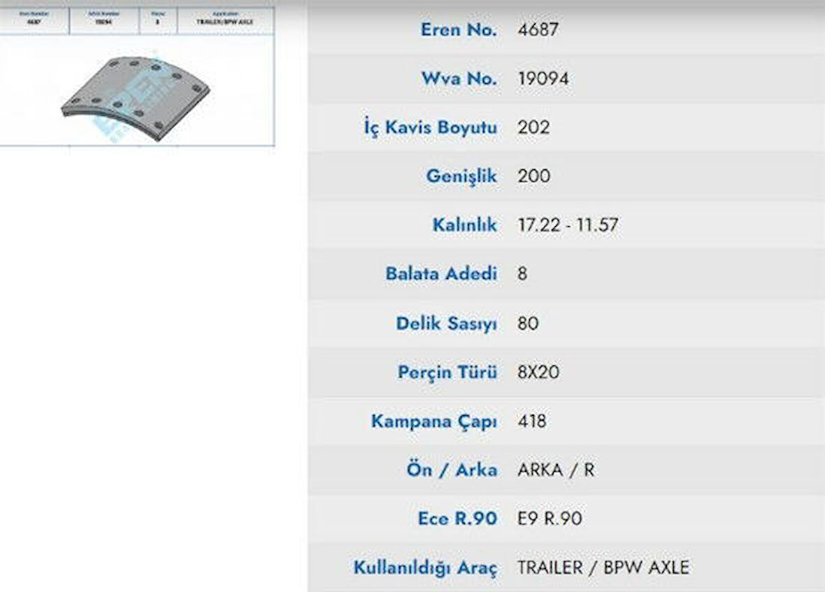 BPW DORSE KAMPANA BALATASI 19094
