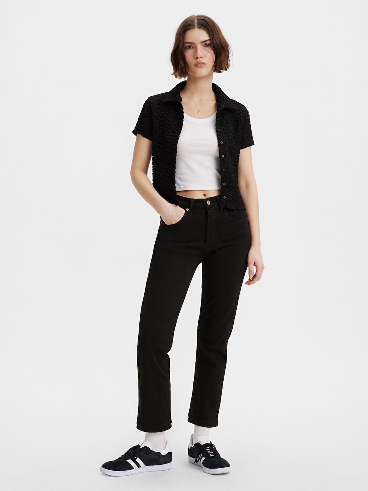 501 CROP SİYAH KADIN JEAN PANTOLON 36200-0085