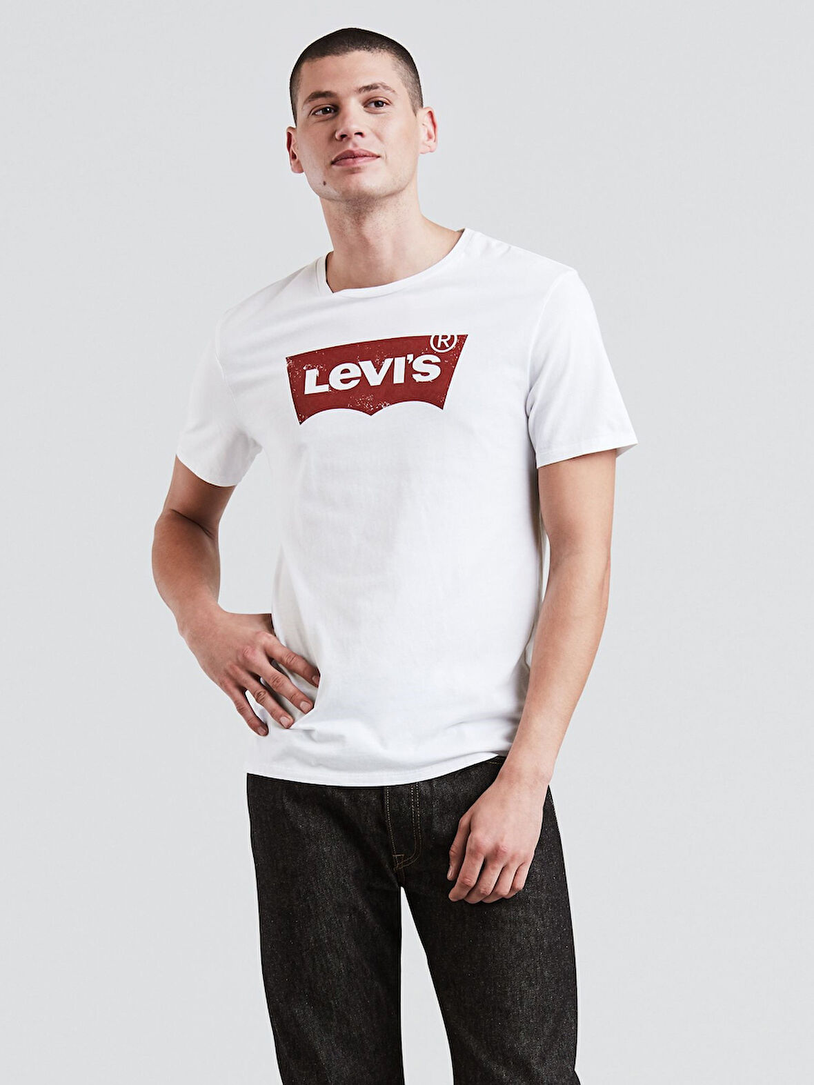Graphic Set-In Neck Grap Yuvarlak Yaka Kısa Kollu Baskılı Beyaz Erkek T-Shirt 17783-0315