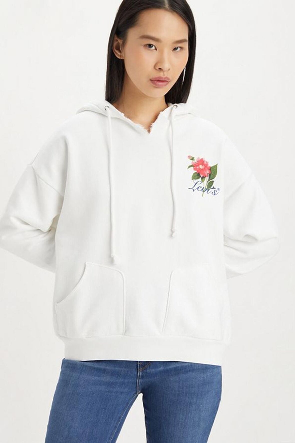 Levi's Kadın Beyaz Kapüşonlu Sweatshirt A4933-0000