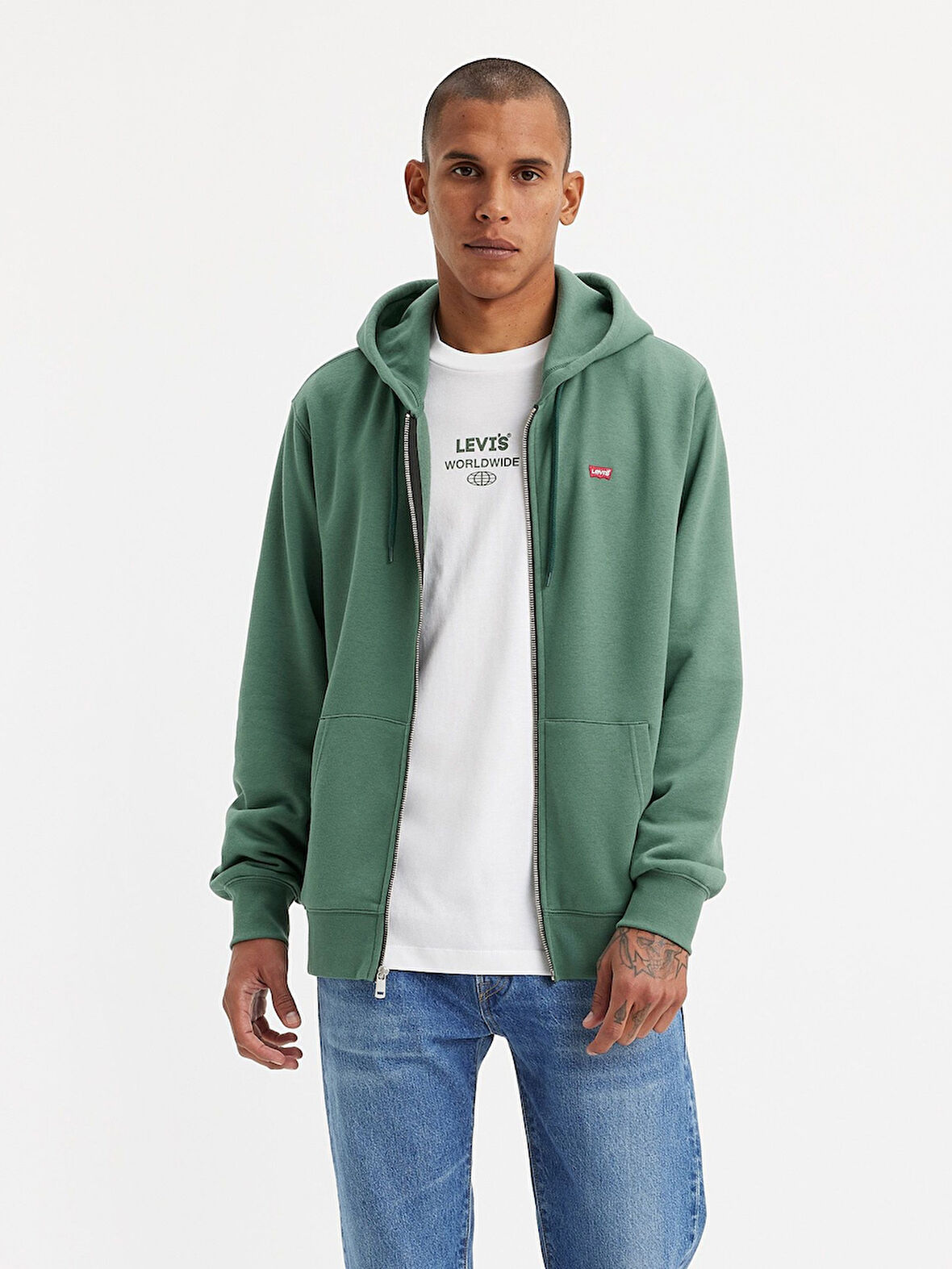 CORE NG ZIP UP ERKEK YEŞİL KAPÜŞONLU SWEATSHIRT A4915-0010