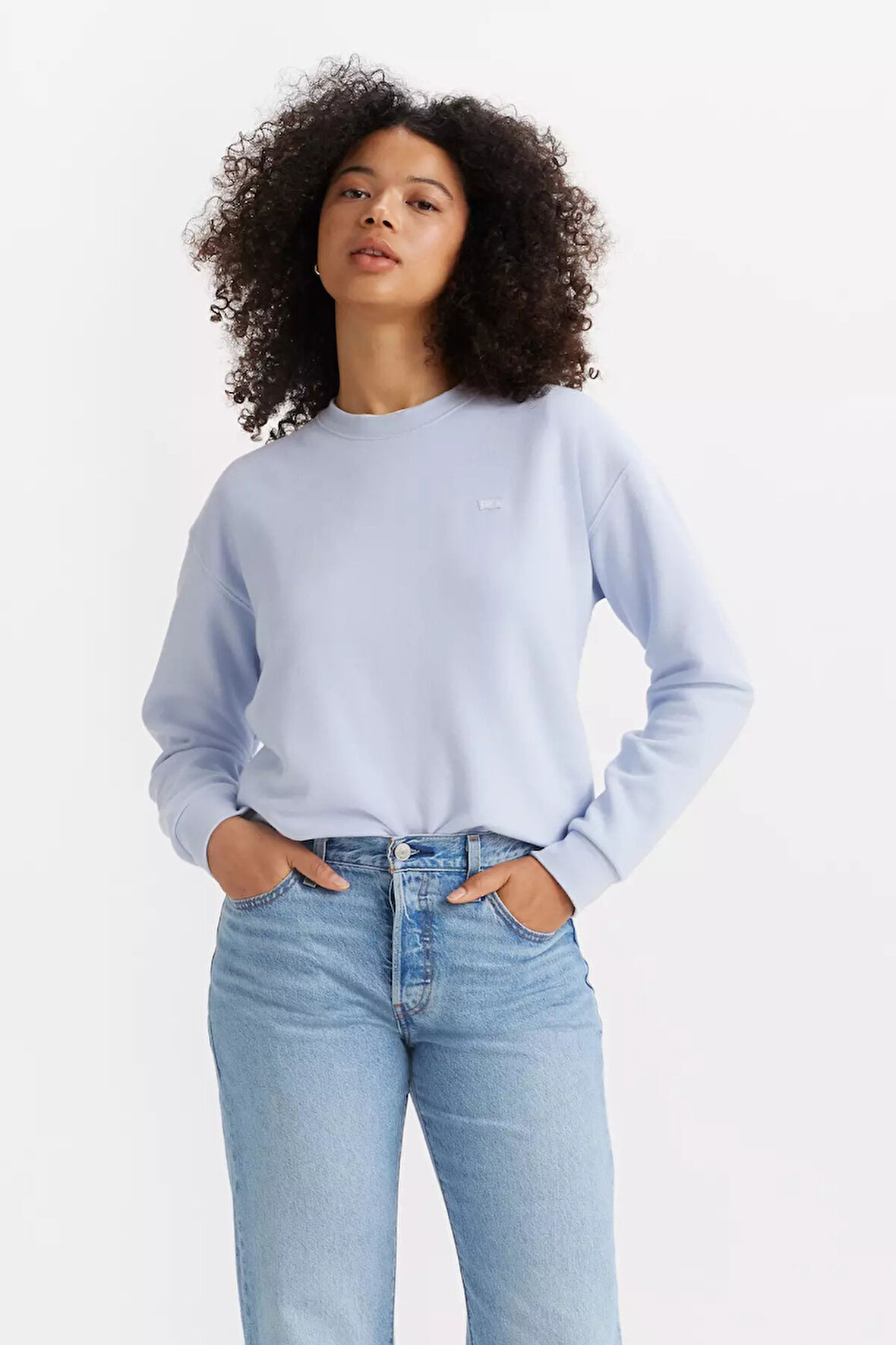 Levi's Kadın Regular Bisiklet Yaka Açık Mavi Sweatshirt - A5942-0020