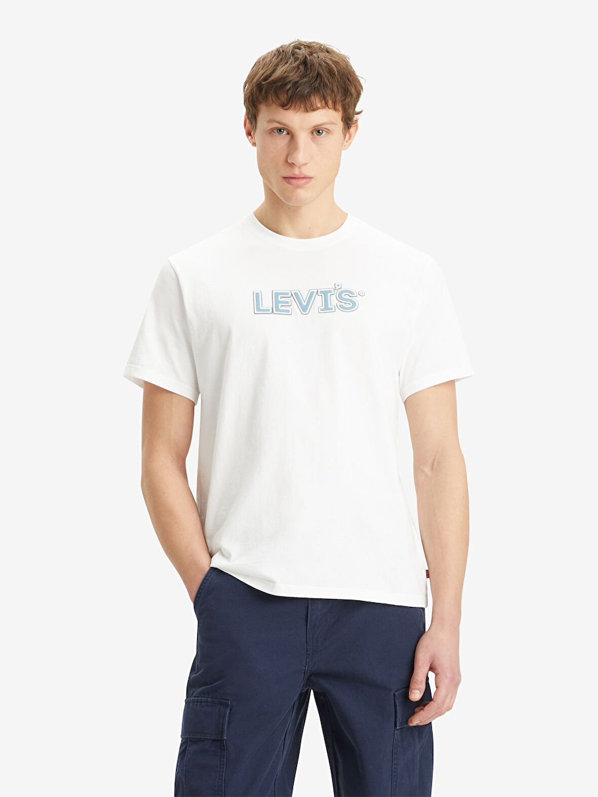 SS RELAXED FIT PADDED HL LOGO BEYAZ ERKEK T-SHIRT