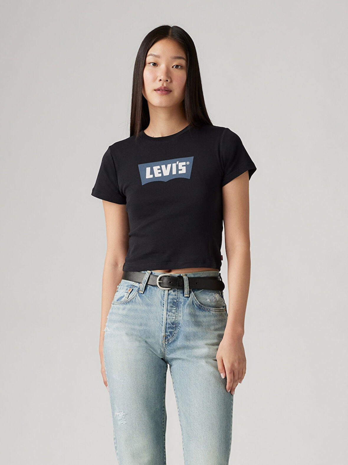 SKINNY CROP YUMUŞAK DOKULU KADIN SİYAH T-SHIRT A8798-0030