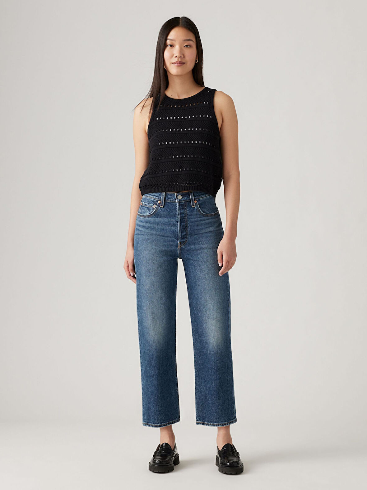 RIBCAGE STRAİGHT KADIN MAVİ JEAN PANTOLON A7743-0010