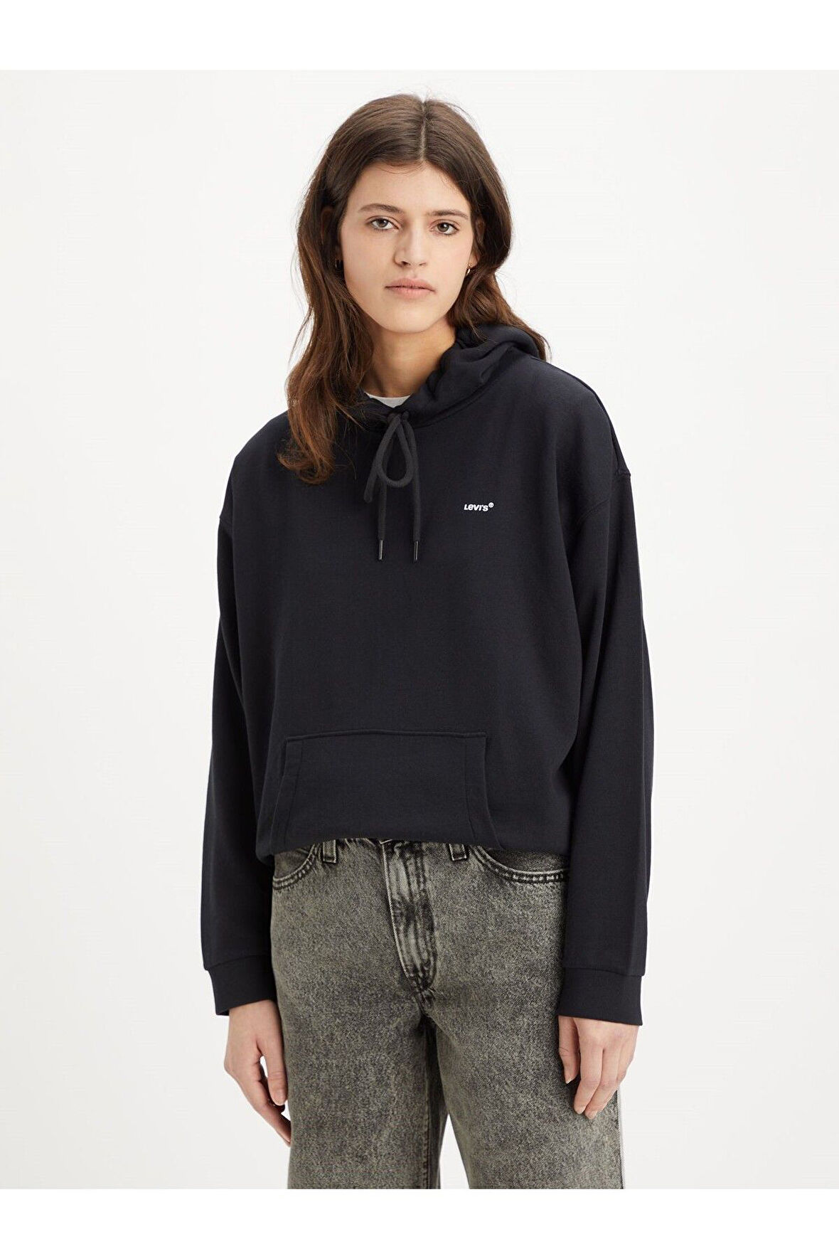 Levi's Kadın Kapüşonlu Siyah Sweatshirt - 001TZ-0000