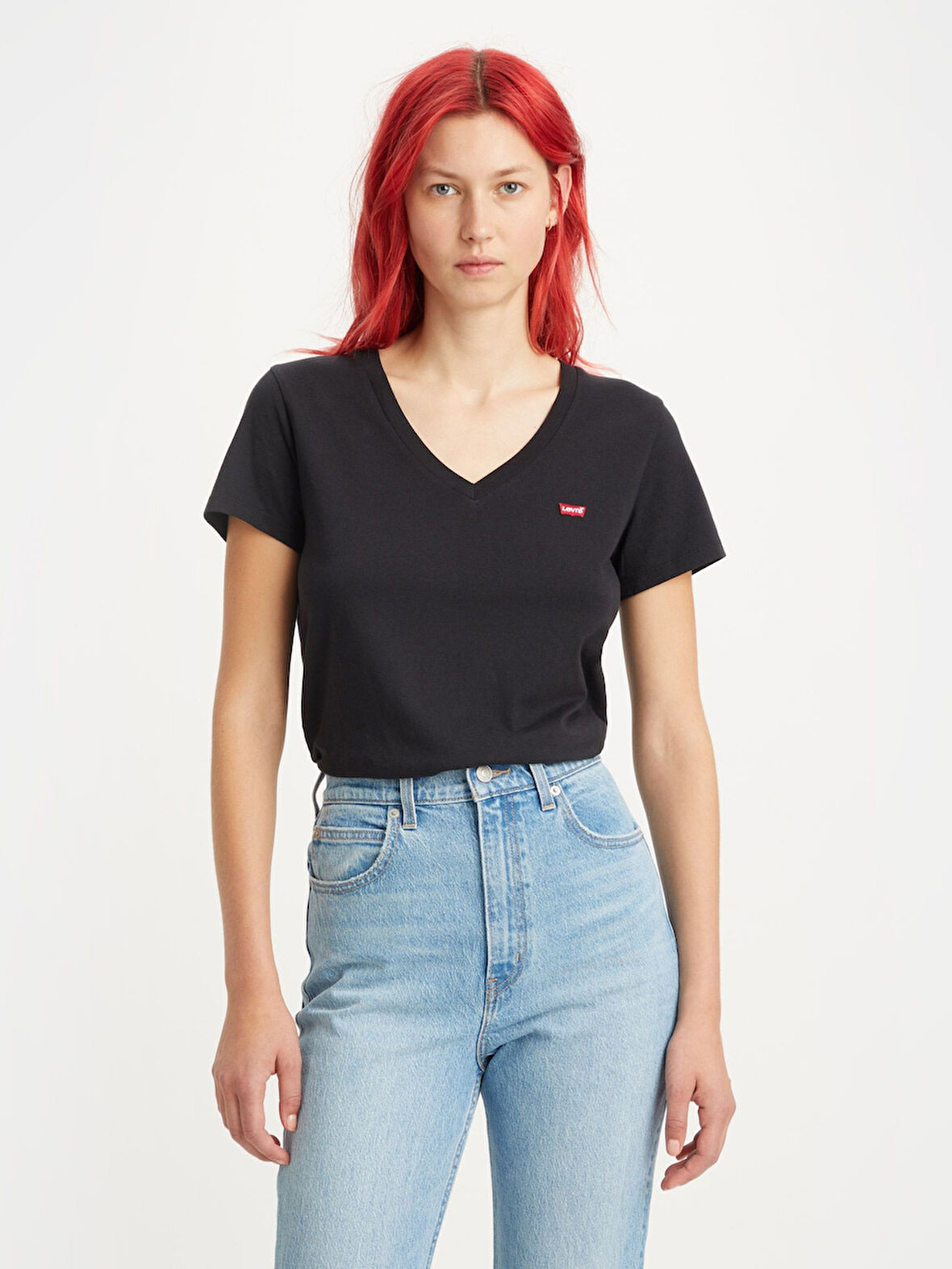 LSE PERFECT V YAKA KADIN SİYAH T-SHIRT A3170-0025