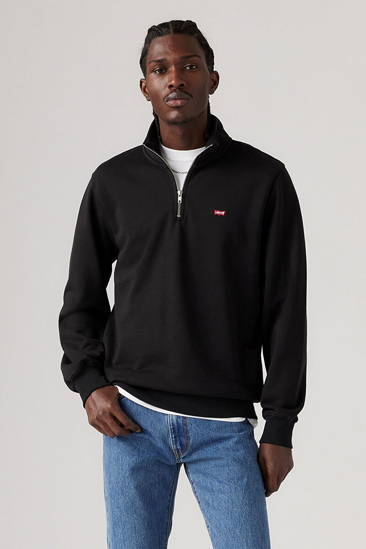 Levi's Erkek Orijinal Housemark Yarım Fermuarlı Siyah Sweatshirt - 001tu-0000