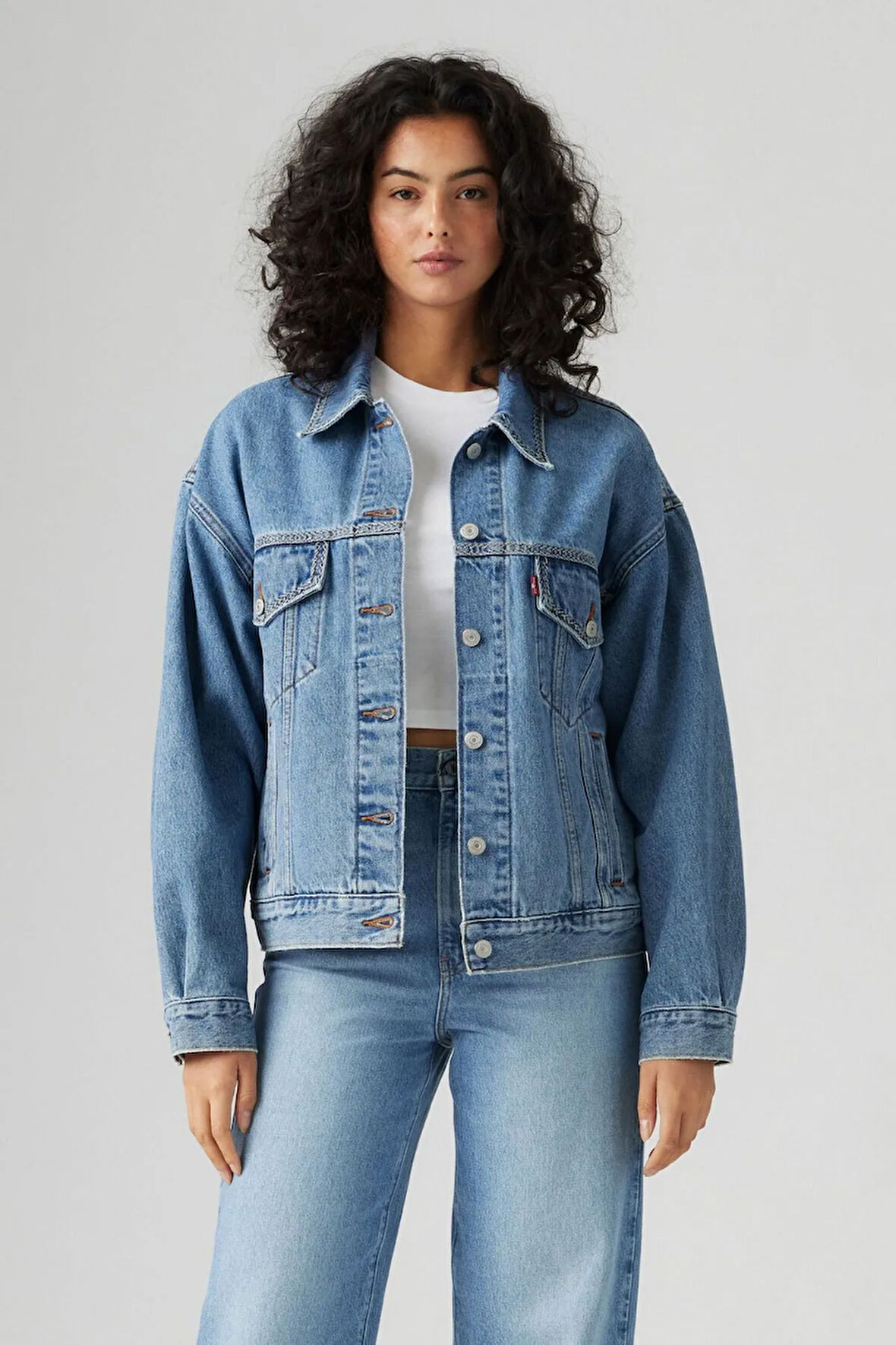 90s Trucker Switch Stitch Mavi Kadın Ceket A1743-0127