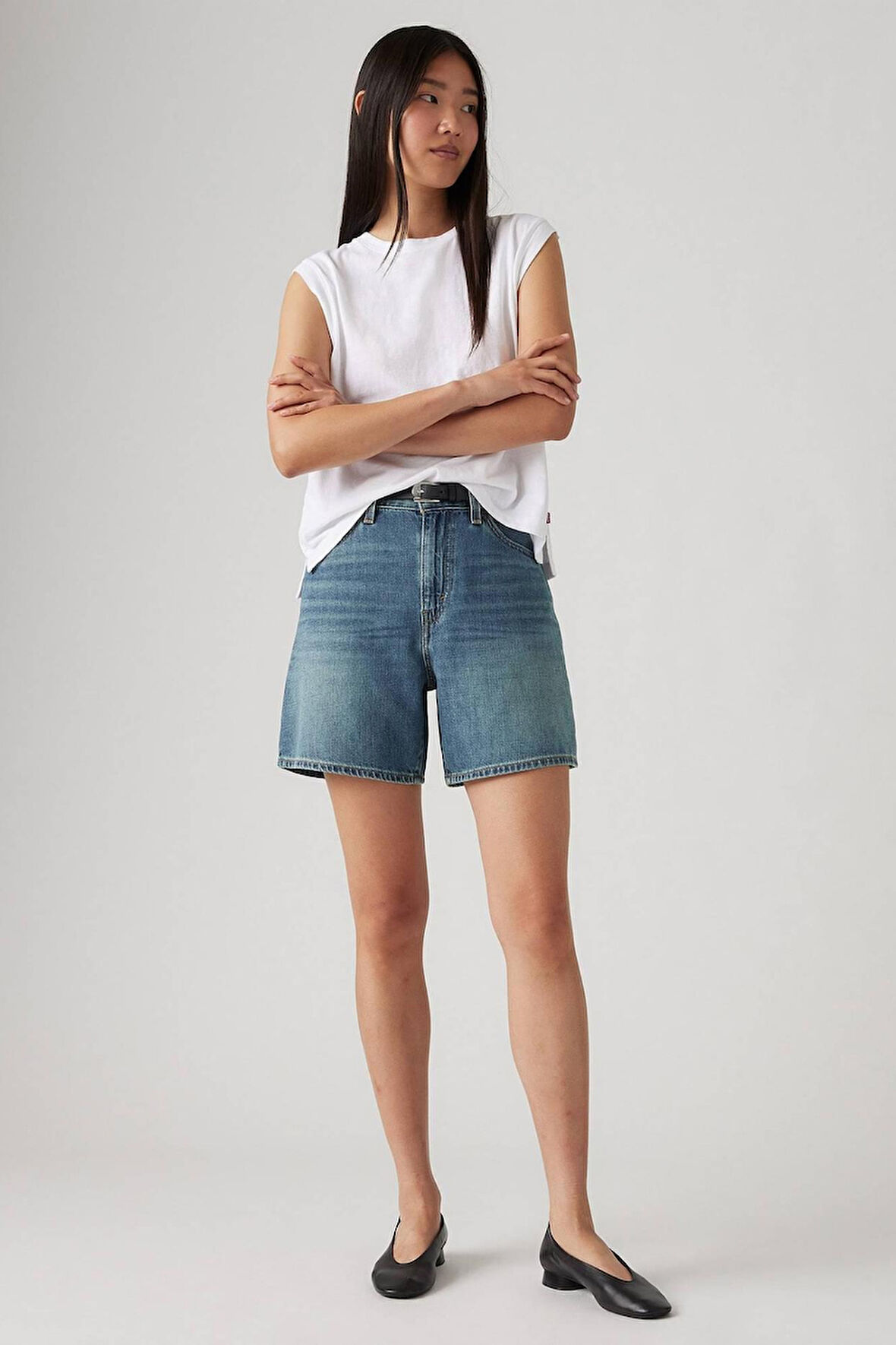 Levi's Kadın Yüksek Bel Bol Keten+ Kot Şort - A9311-0017