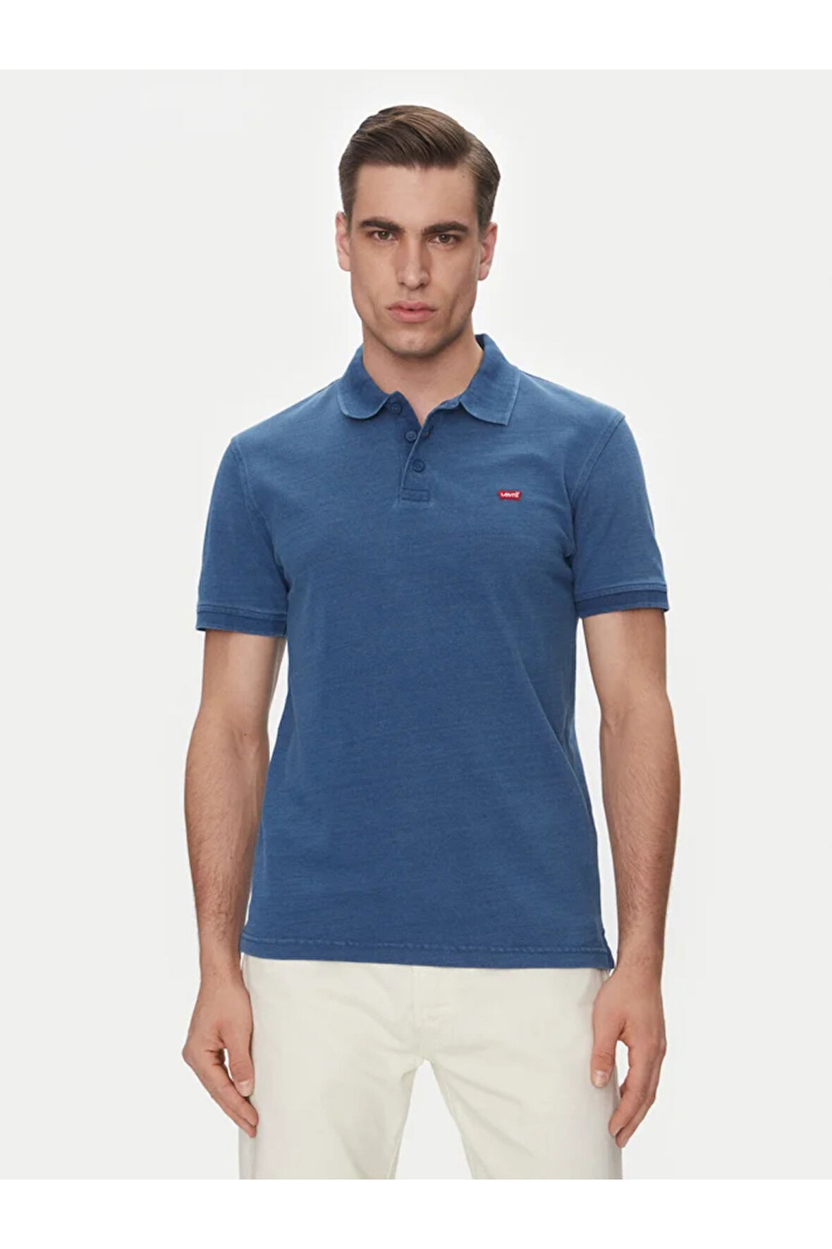 Levi's Erkek Mavi Düz Kesim Denim Polo T-shirt Housemark - 35883-0271 