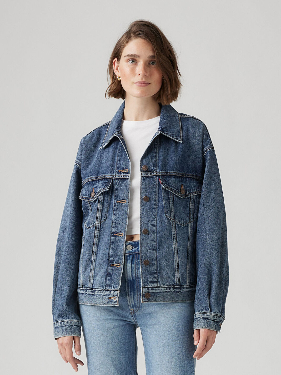 90S TRUCKER KADIN MAVİ JEAN KOT CEKET A1743-0122