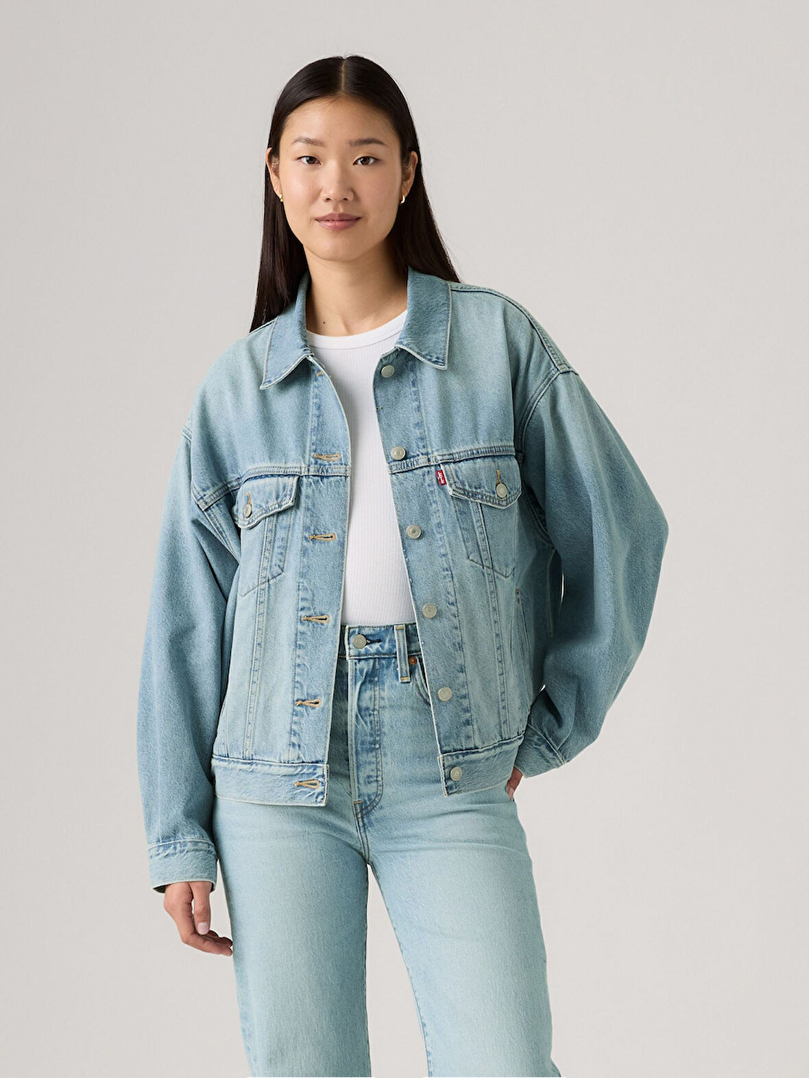 90S KADIN MAVİ TRUCKER KOT CEKET A1743-0140