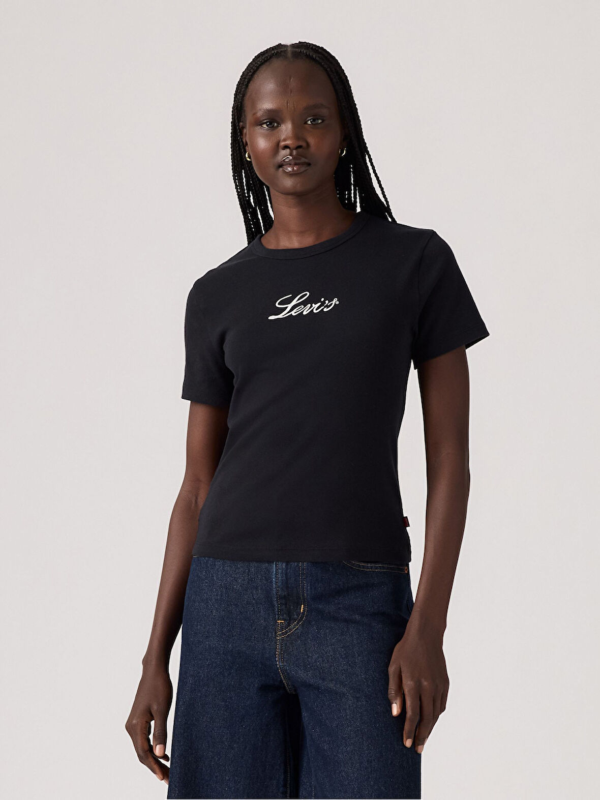 KADIN SİM DETAYLI SİYAH T-SHİRT TİŞÖRT 17944-0107