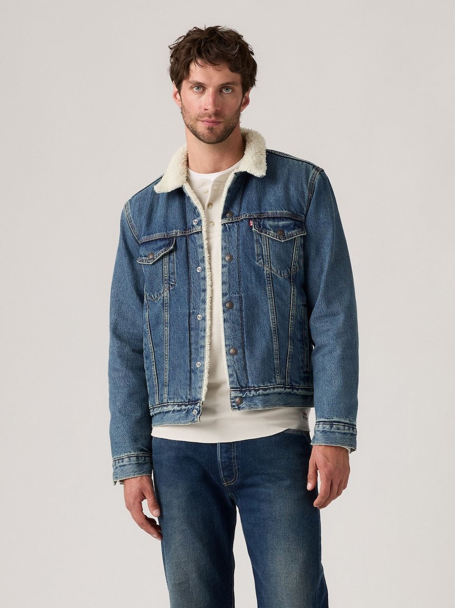 TYPE 3 SHERPA ERKEK MAVİ KÜRKLÜ TRUCKER KOT CEKET 16365-0292