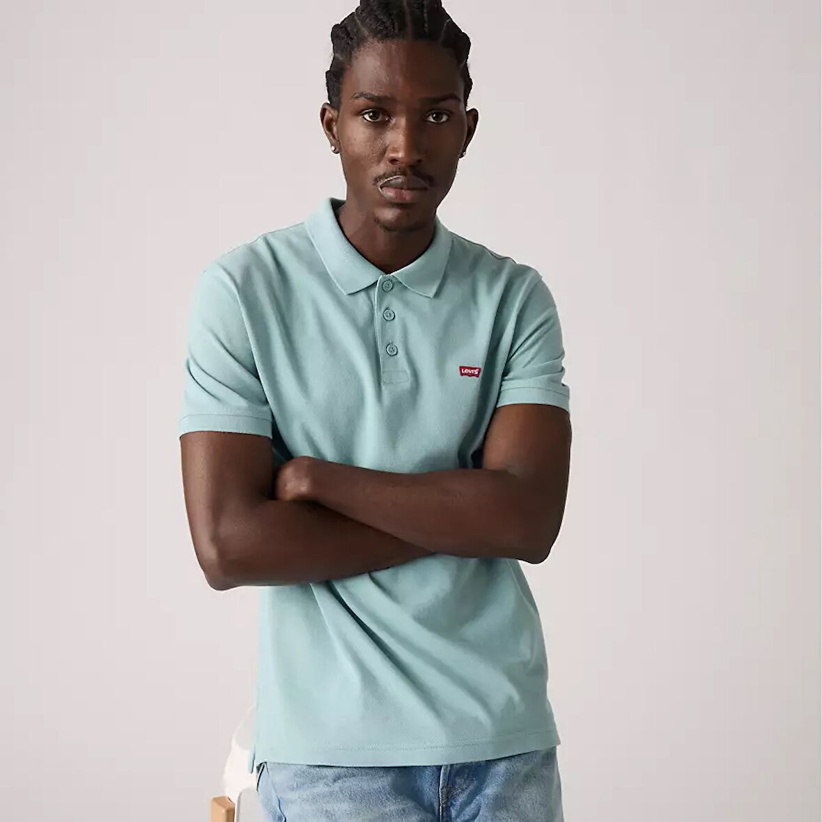 Levi's Erkek 100% Pamuk Standard Fit Polo Yaka Su Yeşili T-Shirt - 35883-0283